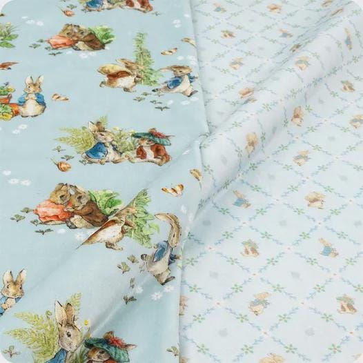 Riley Blake Double Lush Velvet LV18115 Peter Rabbit & Benjamin Bunny 58" Wide Polyester Spandex Fabric