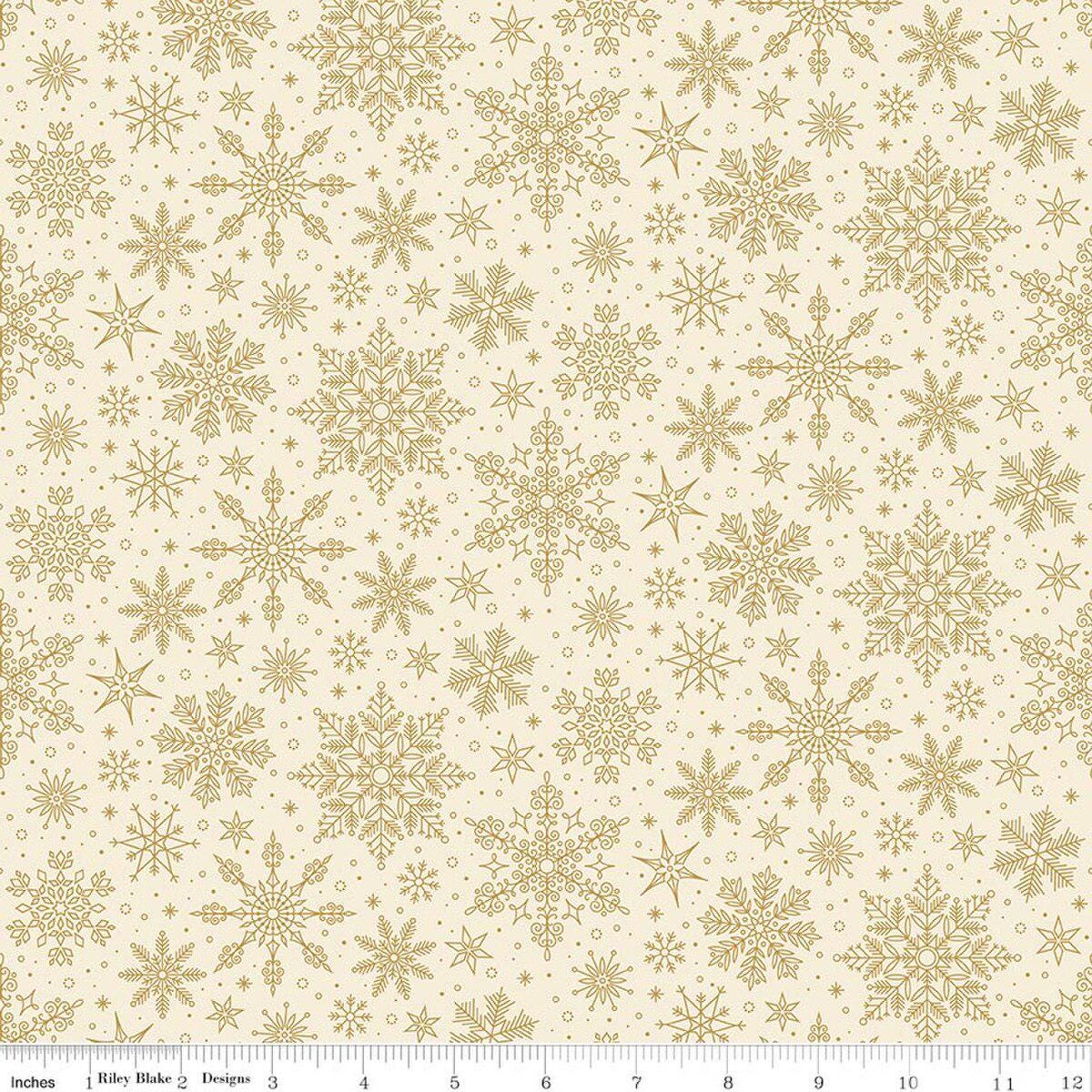 Poinsettias at Christmas Snowflakes Cream Foil CF17635-CREAM  by Jennifer Bosworth for Riley Blake Designs 100% cotton fabric