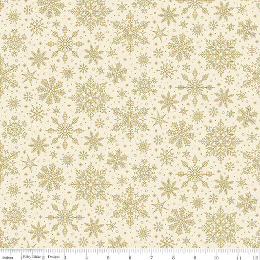 Poinsettias at Christmas Snowflakes Cream Foil CF17635-CREAM  by Jennifer Bosworth for Riley Blake Designs 100% cotton fabric