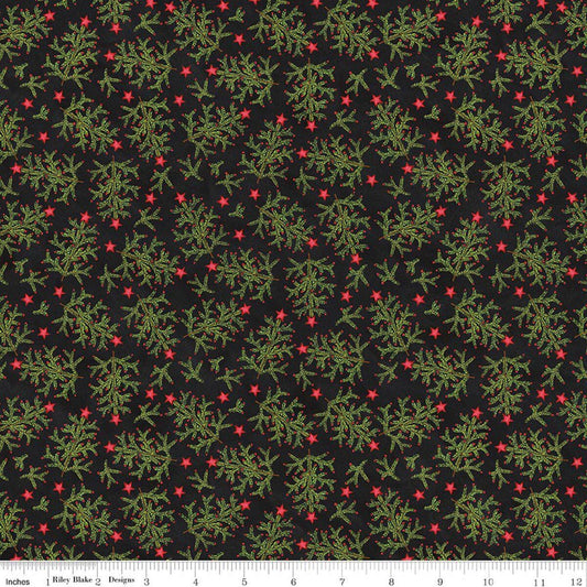 Riley Blake Northern Christmas Whimsical Trees Black C17832-BLACK 100% cotton fabric