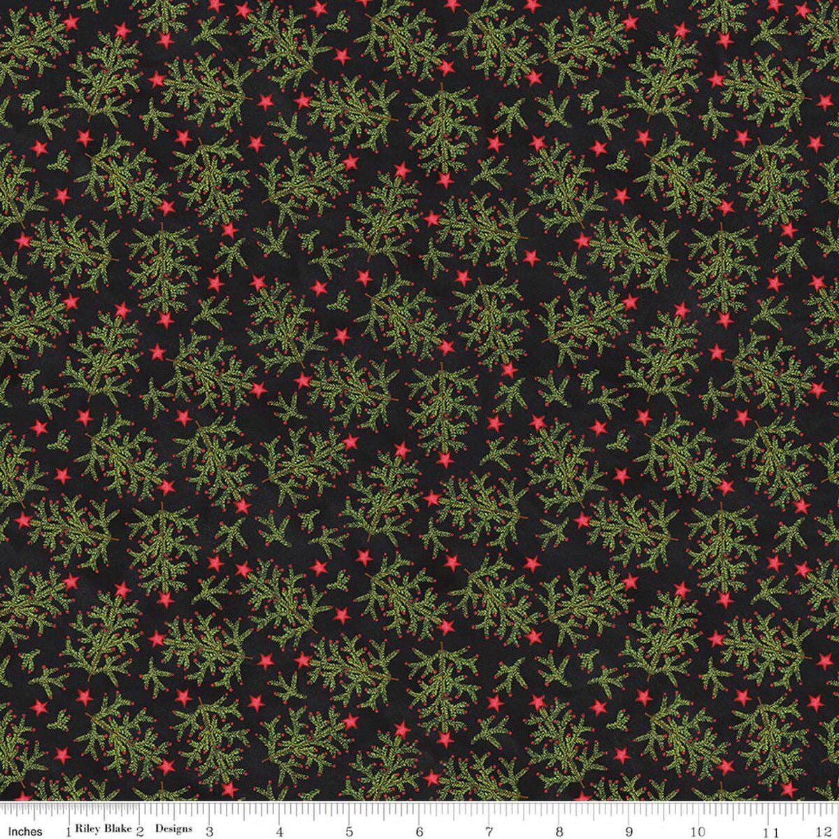 Riley Blake Northern Christmas Whimsical Trees Black C17832-BLACK 100% cotton fabric