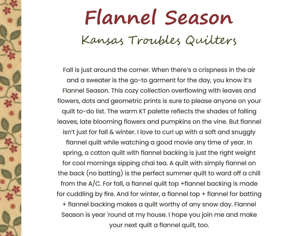 Moda Kansas Troubles Flannel Season Charm Pack 9840PPF 42 pcs Charm Pack 5" x 5" 100% cotton fabric