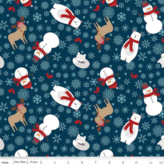 Riley Blake A Perfect Winter Main Navy C17990-NAVY by Lori Whitlock 100% cotton fabric