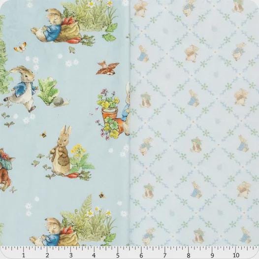 Riley Blake Double Lush Velvet LV18115 Peter Rabbit & Benjamin Bunny 58" Wide Polyester Spandex Fabric