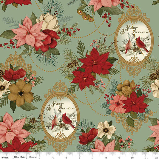 Riley Blake Christmas Greetings Main Spruce CD17660-SPRUCE 100% cotton fabric