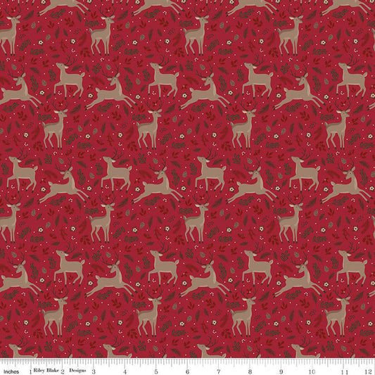 Riley Blake Christmas Time Deer Red C17821-RED 100% cotton fabric