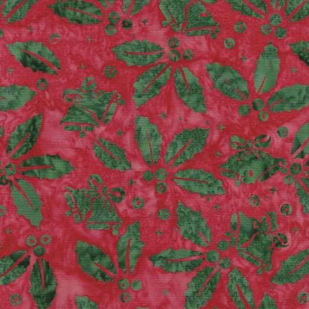Island Batik  122408345 Holly & Bells-Red Imperial Merry Moments Lumin Fabrics 100% cotton Batik fabric