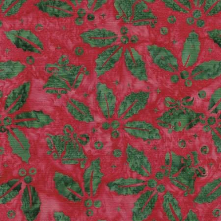 Island Batik  122408345 Holly & Bells-Red Imperial Merry Moments Lumin Fabrics 100% cotton Batik fabric