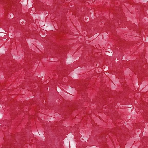 Island Batik  122408365 Holly & Bells-Red Crimson Bright Tidings Lumin Fabrics 100% cotton Batik fabric