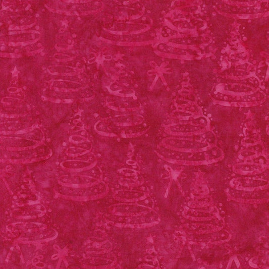 Island Batik 122412365 Christmas Trees-Red Crimson Bright Tidings Lumin Fabrics 100% cotton Batik fabric