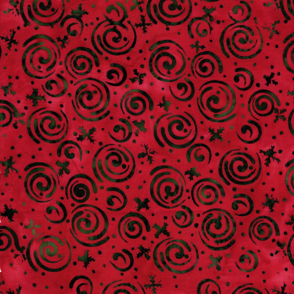 Island Batik 122511370 / Snowflakes and Swirls Red Cardinal Holiday Follies Lumin Fabrics 100% cotton Batik fabric