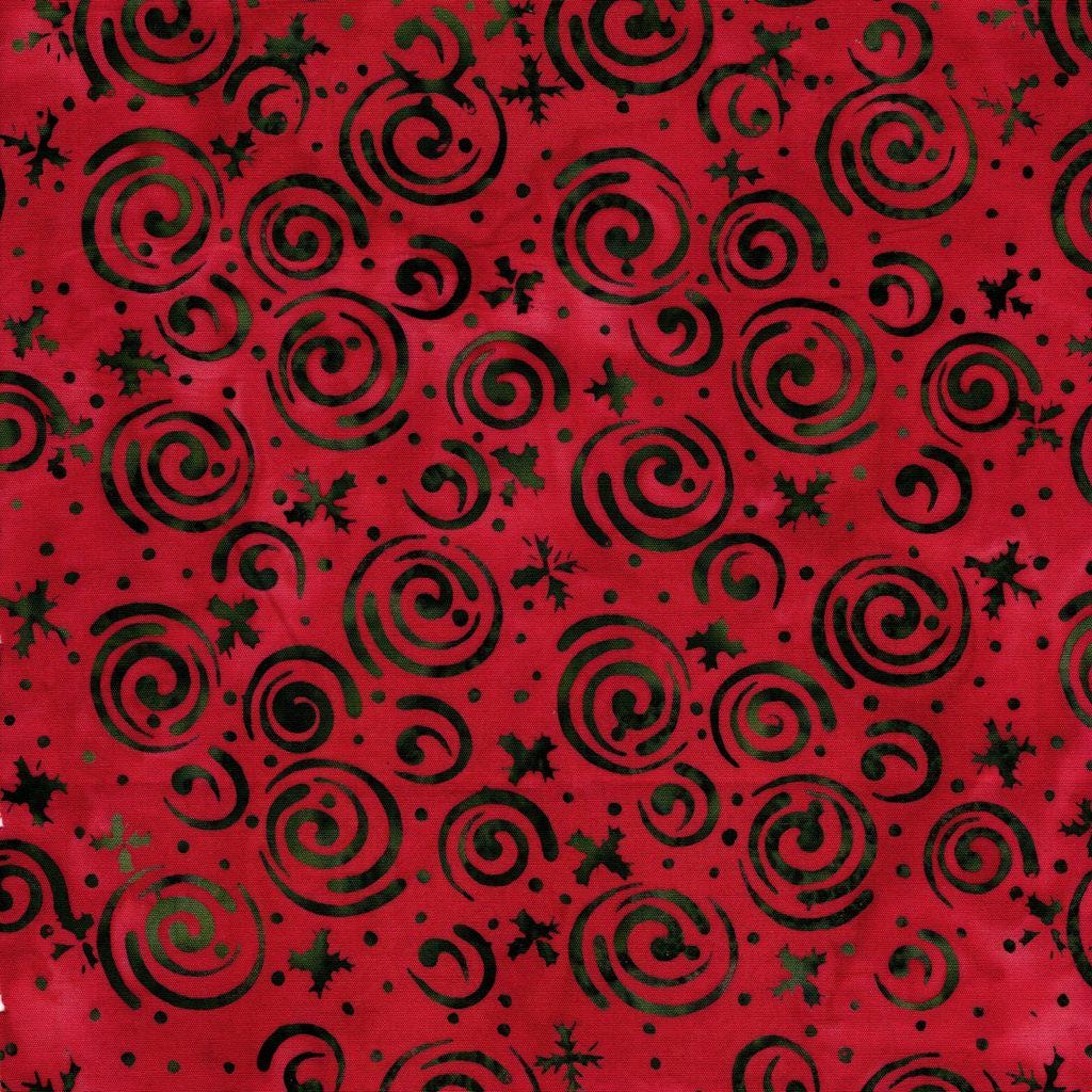 Island Batik 122511370 / Snowflakes and Swirls Red Cardinal Holiday Follies Lumin Fabrics 100% cotton Batik fabric