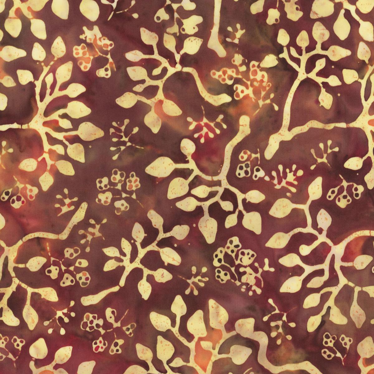 Island Batik 622403805 / Flora-Multi Orange Brown Citrine forest Flora Lumin Fabrics 100% cotton Batik fabric