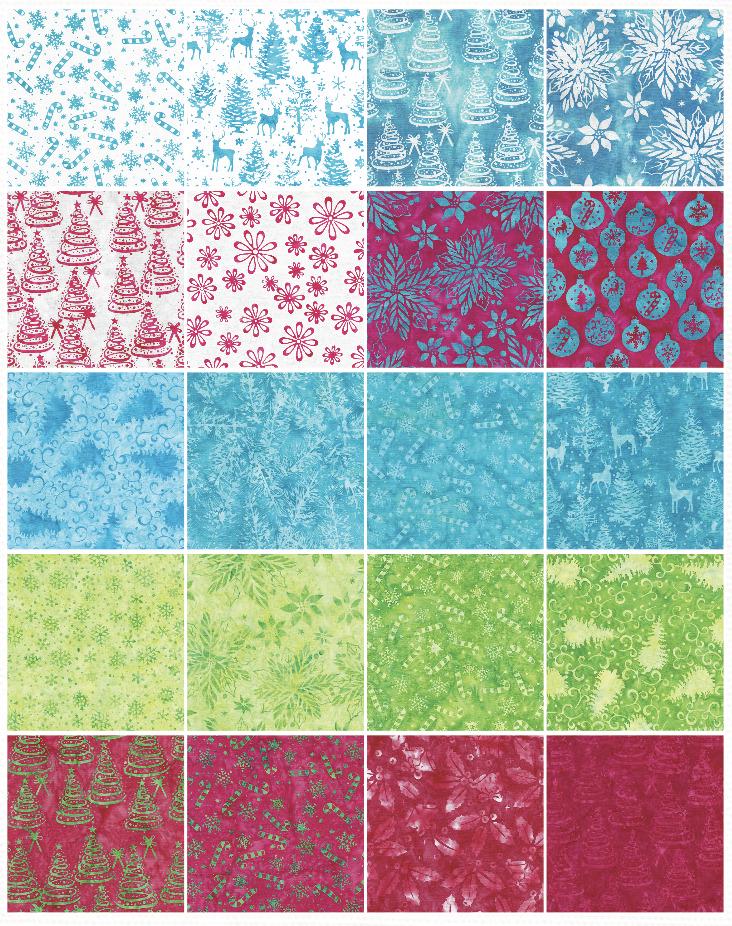 Island Batik Bright Tidings ST / Stack layer cake from Lumin Fabrics 42 pcs 10" squares 100% cotton batik