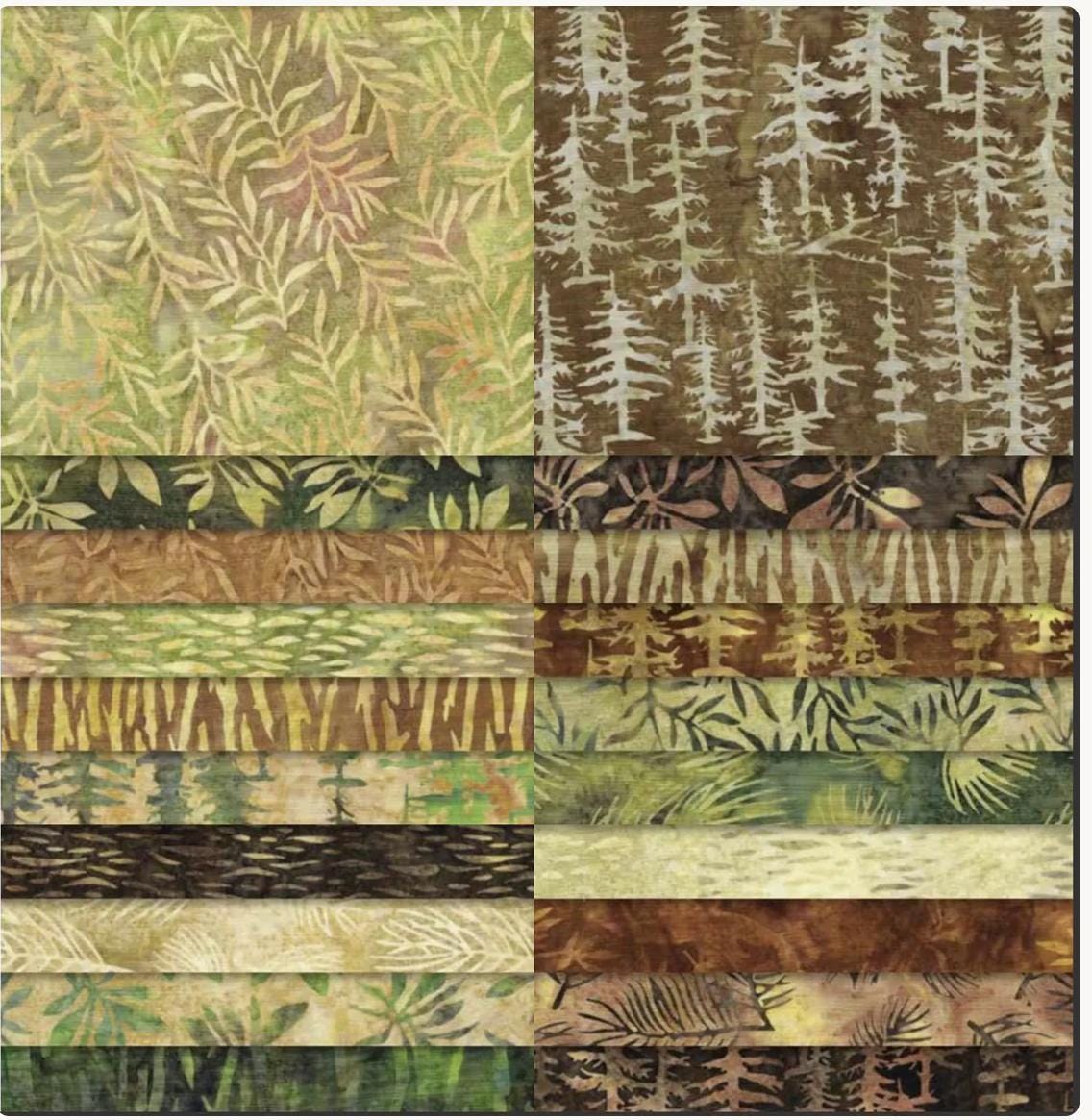 Island Batik Whispering Woods-ST / Stack layer cake from Lumin Fabrics 42 pcs 10" squares 100% cotton batik