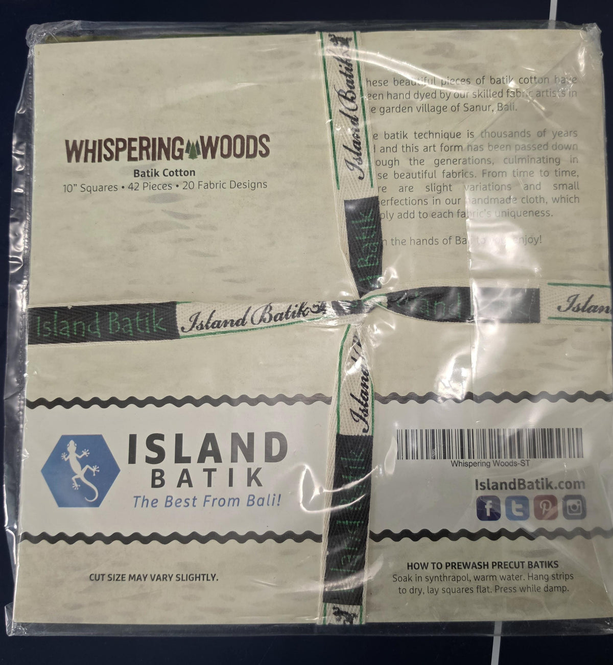 Island Batik Whispering Woods-ST / Stack layer cake from Lumin Fabrics 42 pcs 10" squares 100% cotton batik