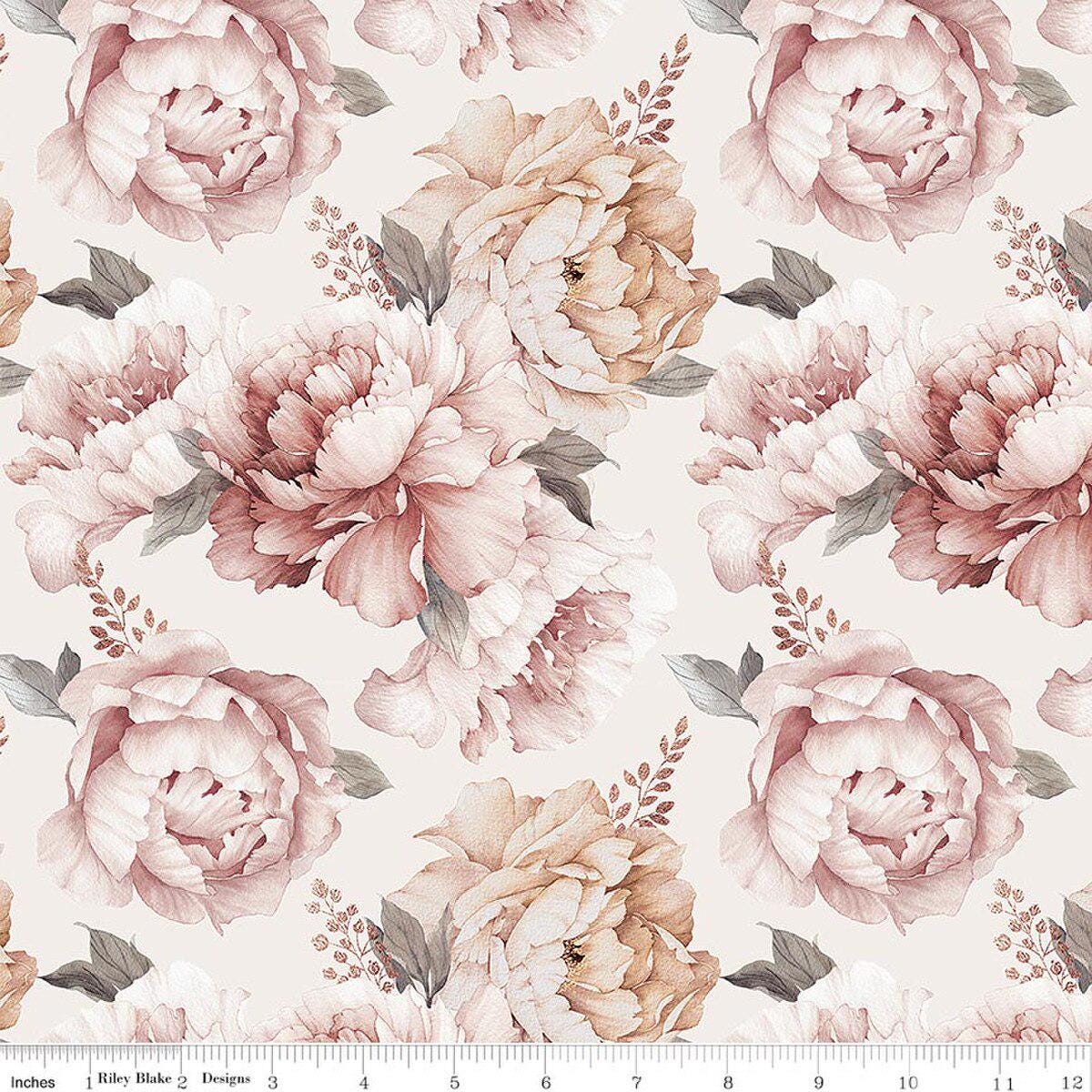 Riley Blake Wide Back  Daybreak on the Prairie Peonies Cream WB17692-CREAM 107-108" wide 100% cotton