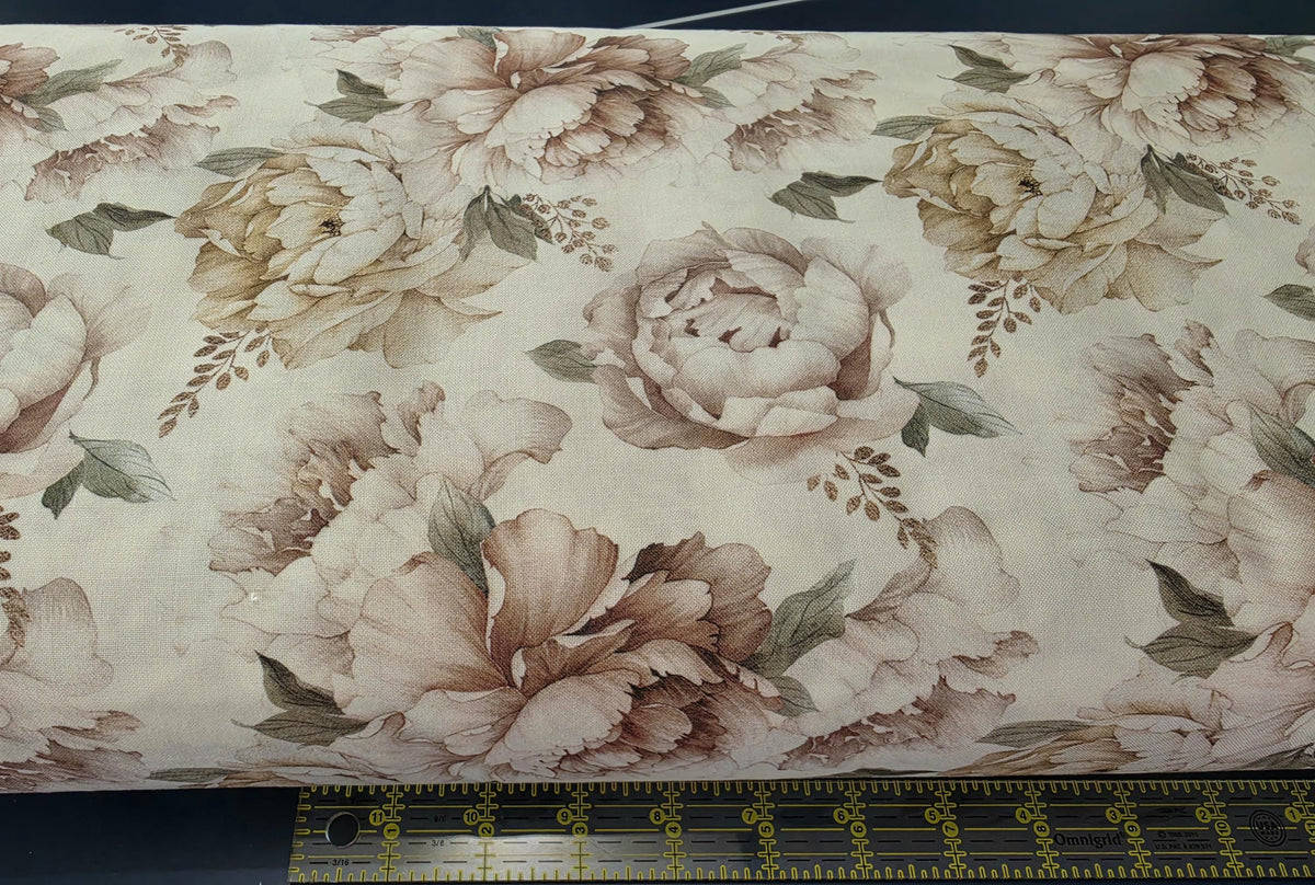 Riley Blake Wide Back  Daybreak on the Prairie Peonies Cream WB17692-CREAM 107-108" wide 100% cotton