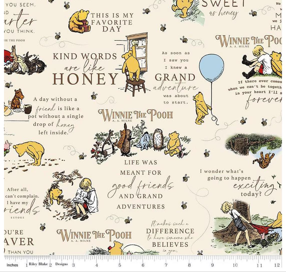Winnie the Pooh C17000-Sunshine, Cream, and Green  from Riley Blake Designs 100% cotton fabric