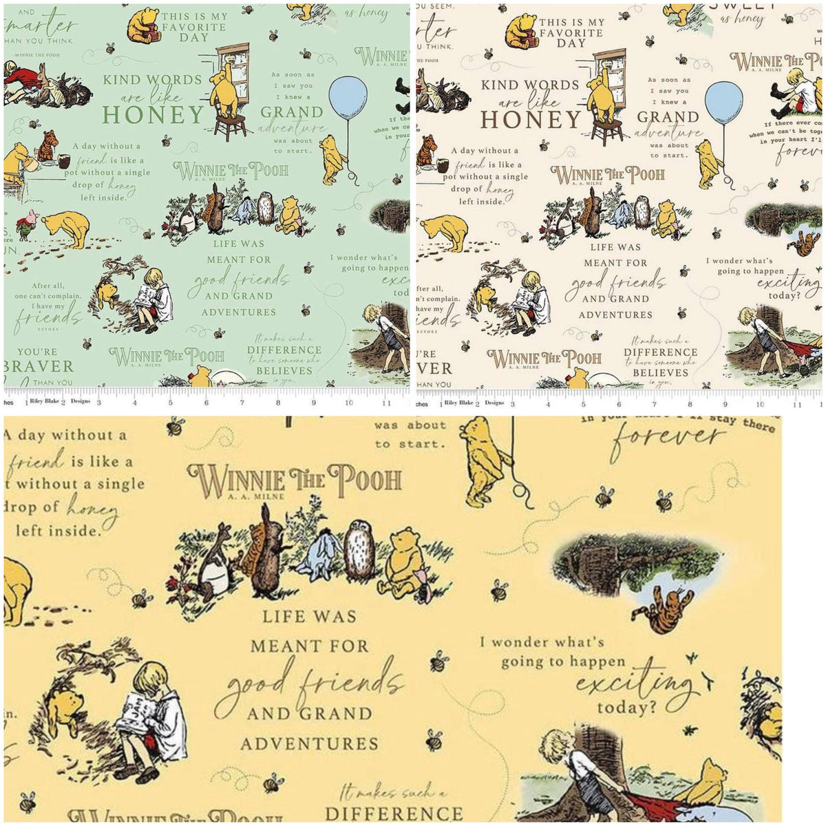Winnie the Pooh C17000-Sunshine, Cream, and Green  from Riley Blake Designs 100% cotton fabric