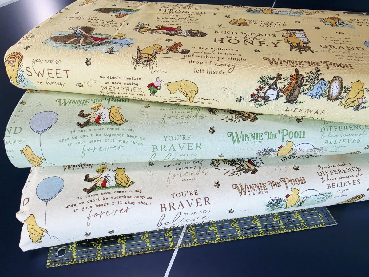 Winnie the Pooh C17000-Sunshine, Cream, and Green  from Riley Blake Designs 100% cotton fabric