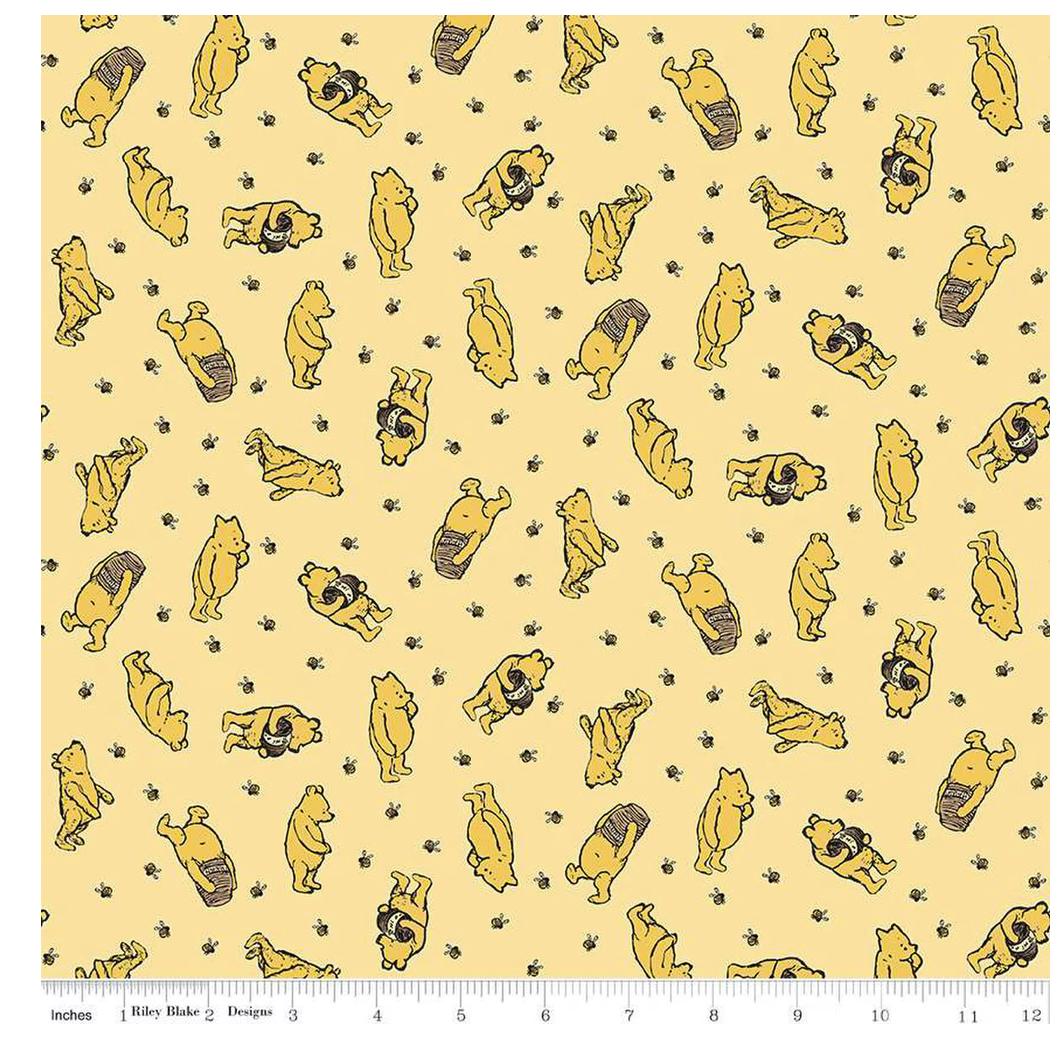 Winnie the Pooh C17002-Blue, Cream, and Sunshine from Riley Blake Designs 100% cotton fabric
