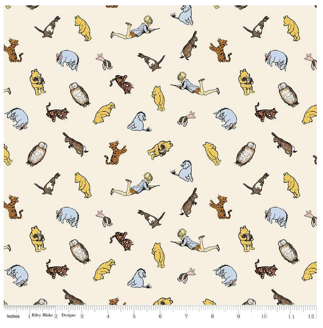 Winnie the Pooh Characters C17003-Green, Cream, and Brown from Riley Blake Designs 100% cotton fabric