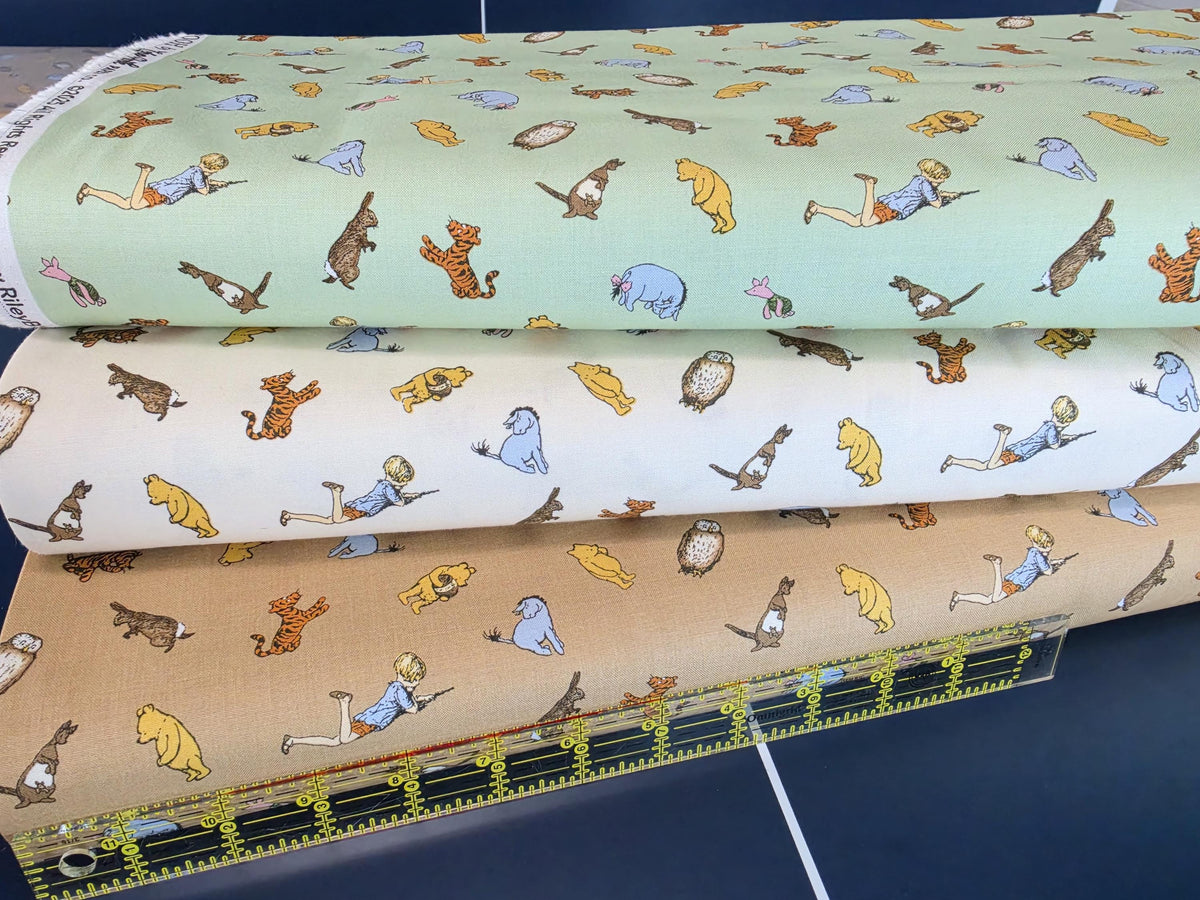 Winnie the Pooh Characters C17003-Green, Cream, and Brown from Riley Blake Designs 100% cotton fabric