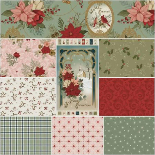 Christmas Greetings Fat Quarter bundles 17660S-10 Spruce Classic quilting from Riley Blake Designs 100% Cotton Fabrics Pre-cut