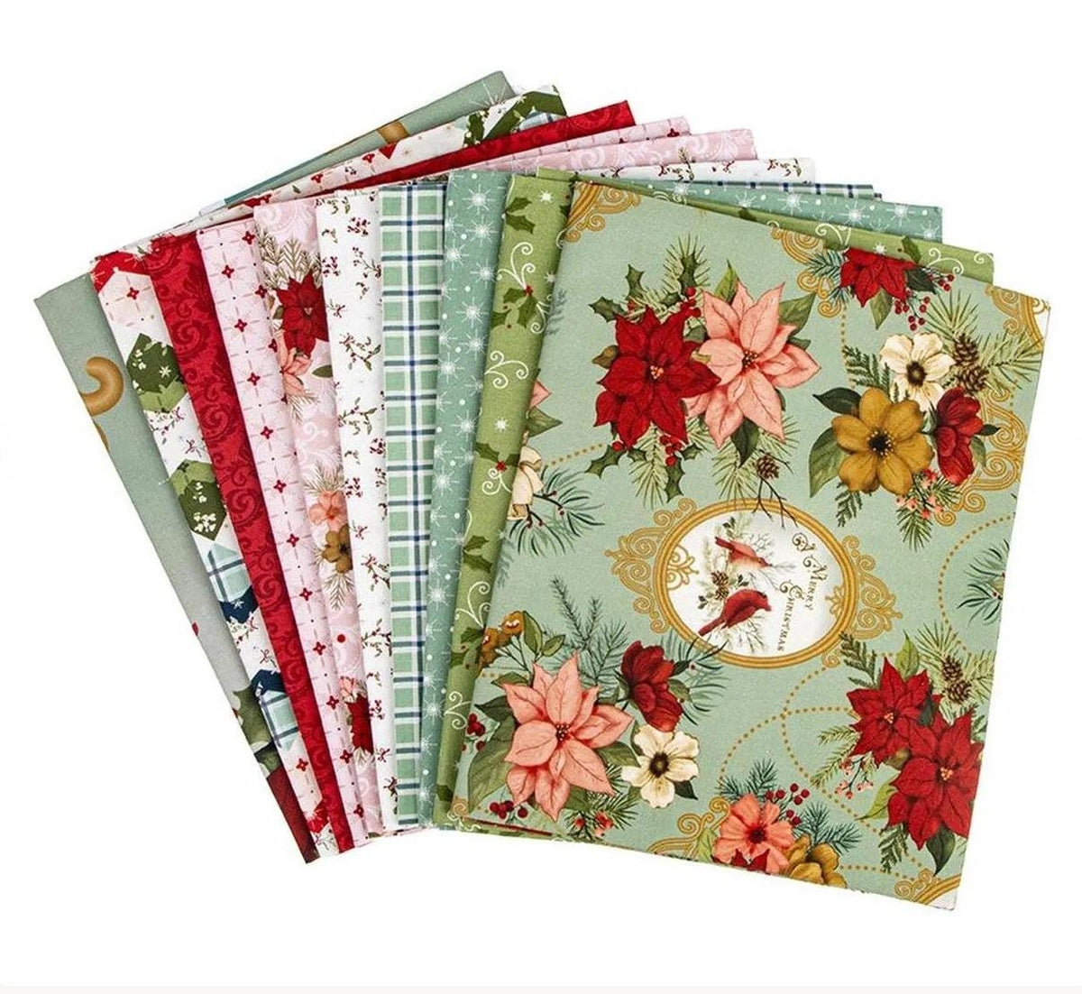 Christmas Greetings Fat Quarter bundles 17660S-10 Spruce Classic quilting from Riley Blake Designs 100% Cotton Fabrics Pre-cut