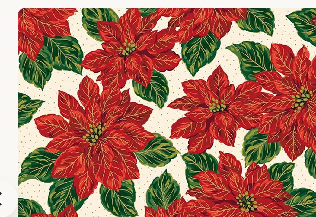 Poinsettias at Christmas CF17630-CREAM by Jennifer Bosworth for Riley Blake Designs  100% cotton fabric
