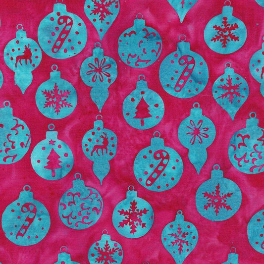 Island Batik 122409365  Ornaments-Red Crimson Bright Tidings Lumin Fabrics 100% cotton Batik fabric