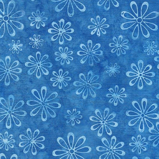 Island Batik 122410560 Seasonal Floral-Blue French Blue Tinsel Treasures Lumin Fabrics 100% cotton Batik fabric