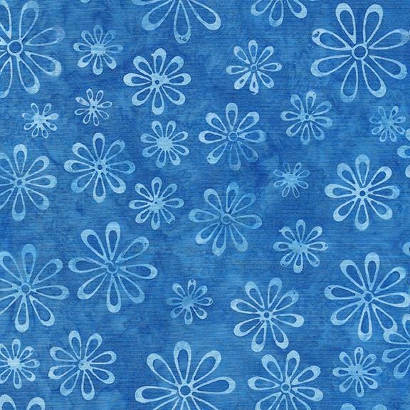 Island Batik 122410560 Seasonal Floral-Blue French Blue Tinsel Treasures Lumin Fabrics 100% cotton Batik fabric