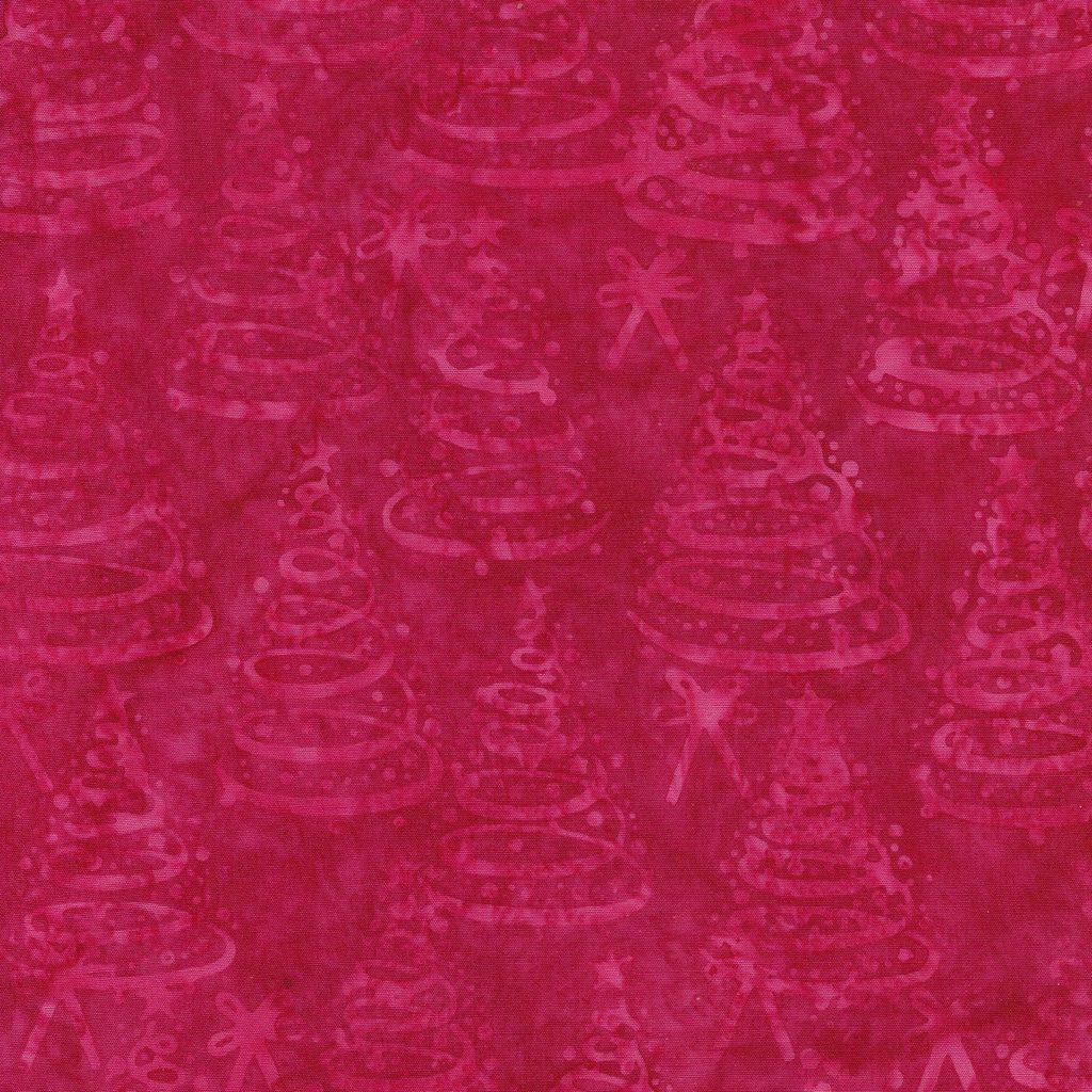 Island Batik 122412365 Christmas Trees-Red Crimson Bright Tidings Lumin Fabrics 100% cotton Batik fabric