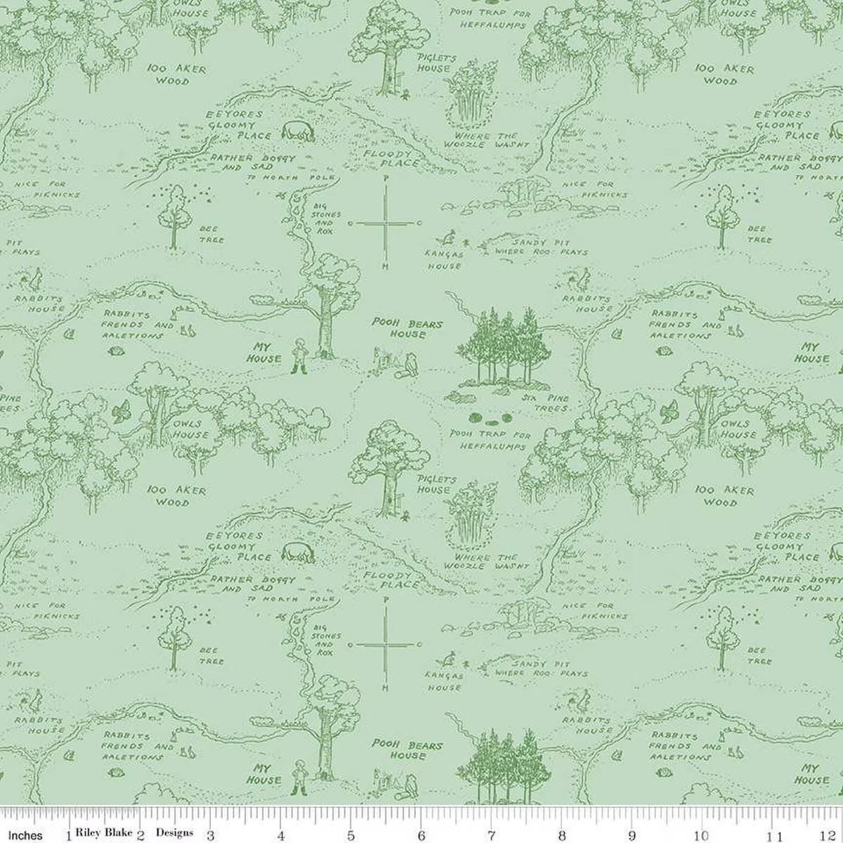 Winnie the Pooh Map Cream C17001-Cream, Green, and Brown from Riley Blake Designs 100% cotton fabric