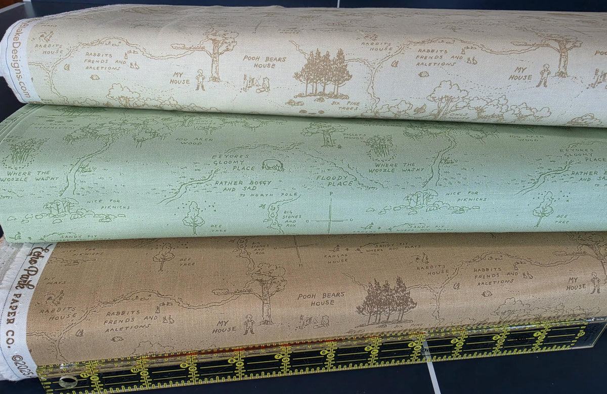 Winnie the Pooh Map Cream C17001-Cream, Green, and Brown from Riley Blake Designs 100% cotton fabric