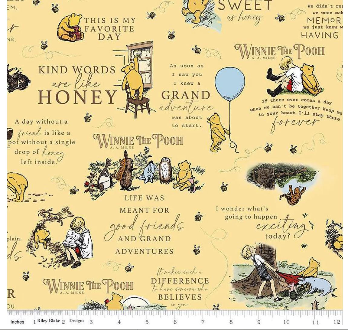 Winnie the Pooh C17000-Sunshine, Cream, and Green  from Riley Blake Designs 100% cotton fabric