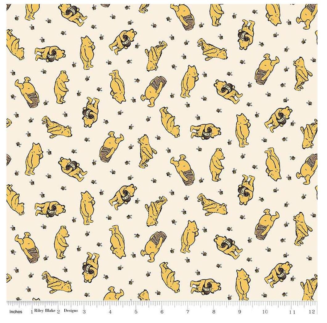 Winnie the Pooh C17002-Blue, Cream, and Sunshine from Riley Blake Designs 100% cotton fabric