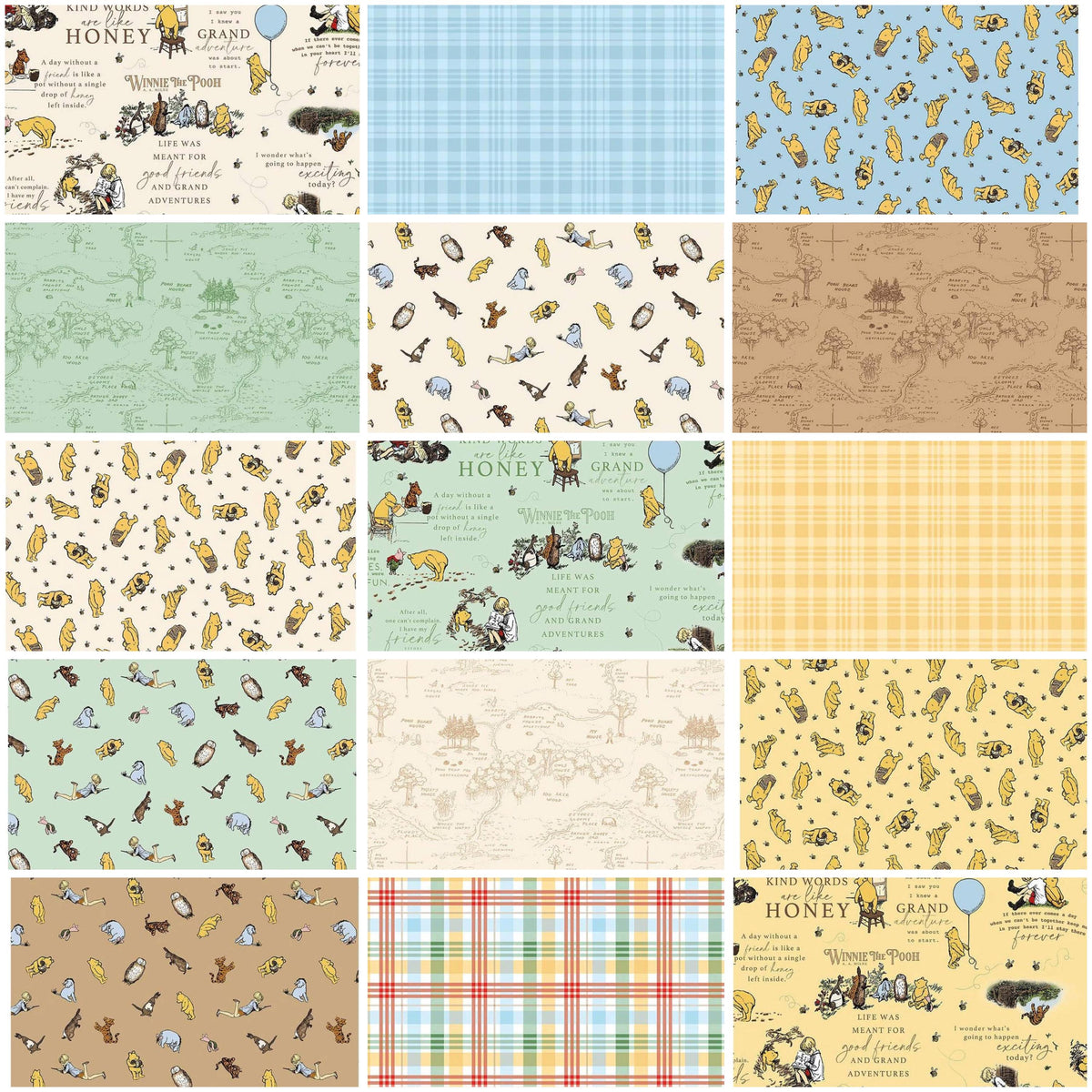 Riley Blake Winnie the Pooh Fat Quarters Bundles Assorted Classic quilting Cotton Fabrics Pre-cut