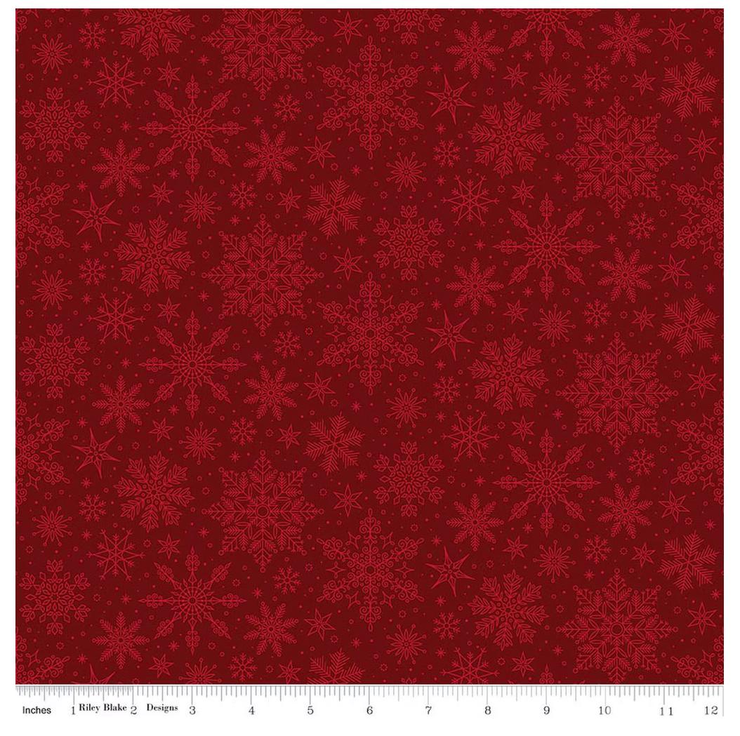 Poinsettias at Christmas Snowflakes Red C17635-RED by Jennifer Bosworth for Riley Blake Designs 100% cotton fabric