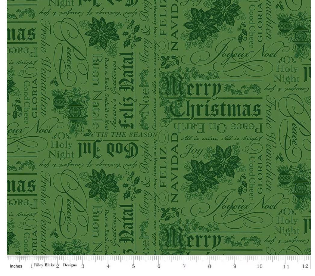 Poinsettias at Christmas C17632-Green by Jennifer Bosworth for Riley Blake Designs 100% cotton fabric