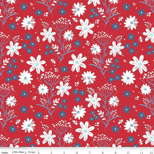 Riley Blake Firework Fields Main Red C17580-red by Gracey Larson 100% cotton