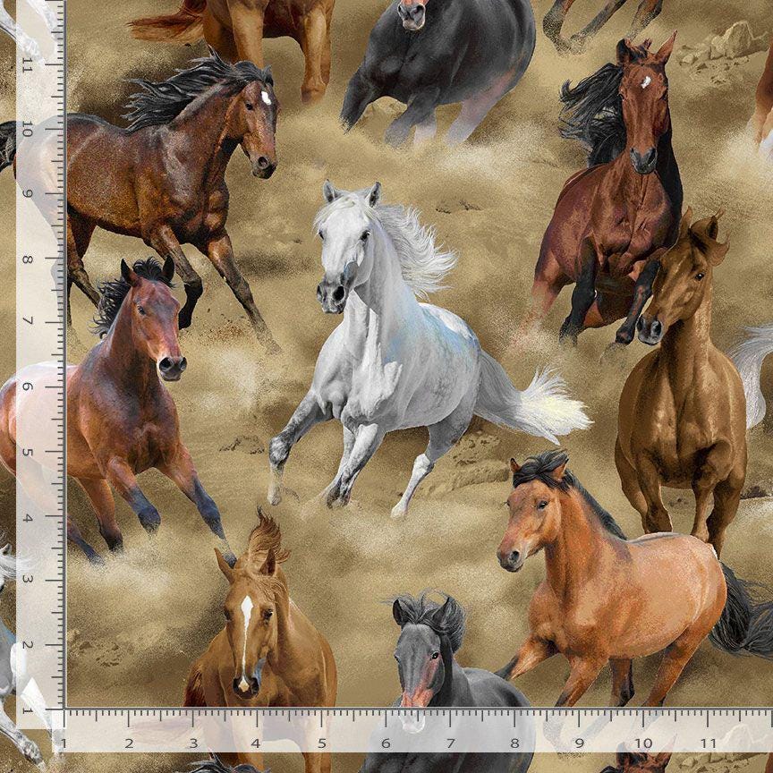 Timeless Treasures collection Running Horses with coordinates 100% Cotton fabric